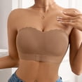thumbnail image 6 of WTOBBY Women's Wireless Front Closure Strapless Bra with Push-Up Design, Bandeau Style for Comfort, Seamless Look under Clothing, Ideal for Off-Shoulder Tops,Light Brown 34, 6 of 7