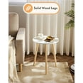 thumbnail image 5 of Round Side Table, White Bedside Table Coffee End Table for Bedroom, Living Room, Small Spaces, Easy Assembly Nightstands with Natural Wood Legs, 16.5 x 20.5 Inches, 5 of 5
