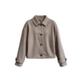 thumbnail image 6 of Trikvn Womens Short Wool Blend Jacket Lapel Collar Button up Cropped Coat Long Sleeve Casual Fleece Outerwear for Fall Winter Daily Business Casual, 6 of 6
