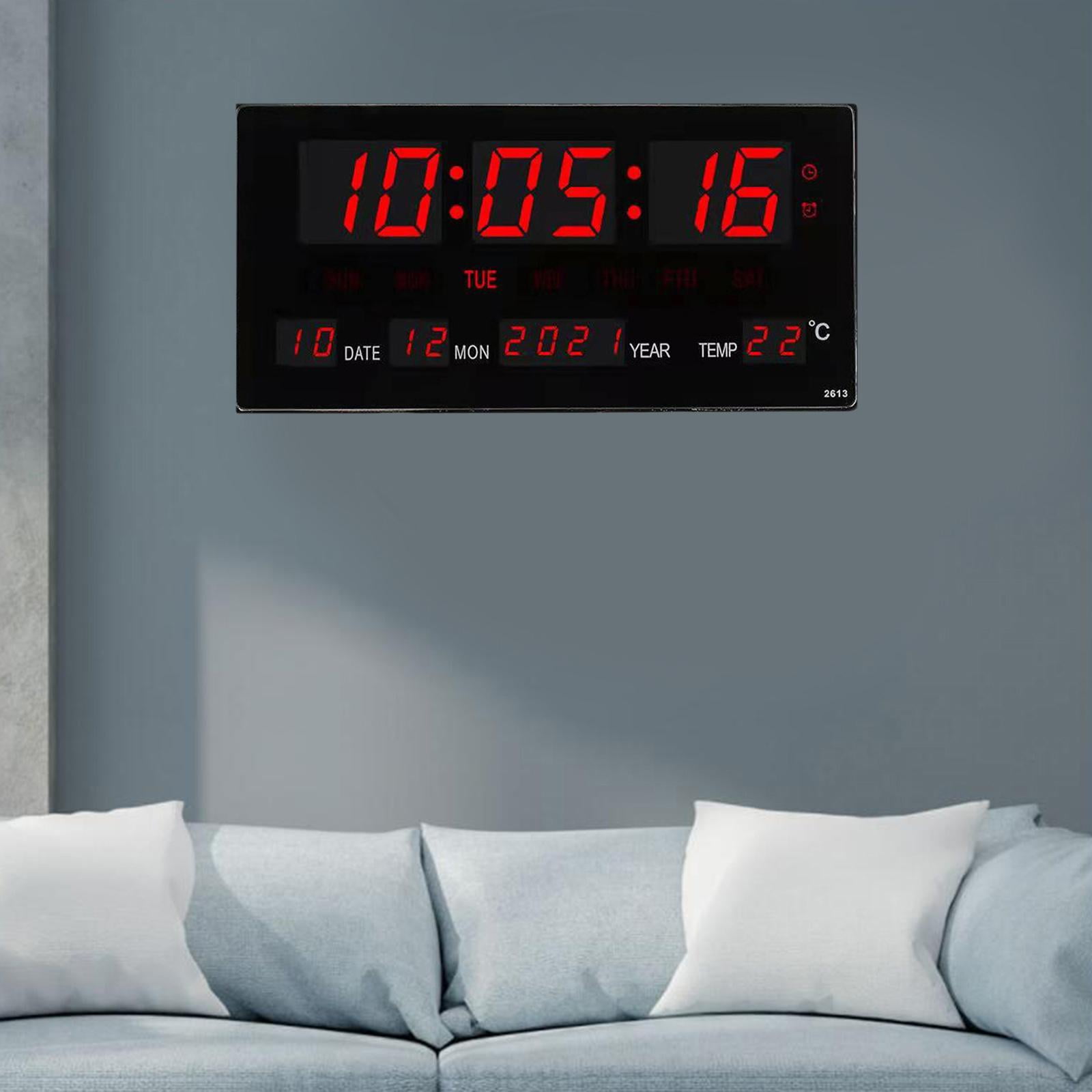 Large Screen Digital Wall Clock W/ Temperature Calendar LED 12/ Large Number Display Alarm Clocks for Table, Office,Restaurant ,Hotel Decor