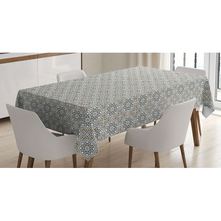 

Abstract Tablecloth Demonstration of Continued Star Motifs Art Deco Inspired Elements Print Rectangle Satin Table Cover for Dining Room and Kitchen 52 X 70 Taupe and Pale Blue by Ambesonne