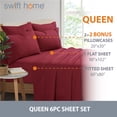 thumbnail image 3 of Swift Home Bonus Pillowcases Eco Friendly Bamboo Blend Sheet Set, 6 PC, Queen, Burgundy, 3 of 5