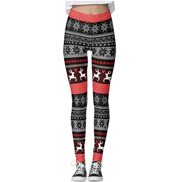 Pantalones Casuales Con Estampado Navideño Para Mujer Pantalones Largos Sueltos de Cintura Media Pantalones de Yoga Odeerbi ODB-6