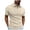 01#Khaki, variant on Men's Zipper Polo Shirt Casual Knit Short Sleeve Polo T Shirt Classic Fit Shirts