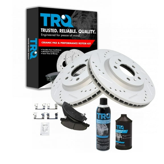 TRQ Front Performance & Brake Rotor & Ceramic Pad Kit w/Chemicals BKA16318 Fits select: 2006-2013 CHEVROLET IMPALA, 2014-2016 CHEVROLET IMPALA LIMITED