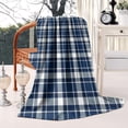 thumbnail image 2 of Navy White Plaid Checkered Pattern Blanket,Comfortable Soft Flannel Throw Blanket,All Season,Warm Lightweight Blankets for Sofa Bed Couch Living Room Chair,50"x60", 2 of 4