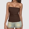 thumbnail image 2 of Tank Tops for Women,Elastic Fitted Solid Tube Top Off Shoulder Backless Casual Going Out Bandeau,Camisole Tops for Women,Khaki,L, 2 of 9