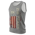 thumbnail image 3 of Men's 250 Anniversary Usa Shirt 4th Of July Usa Independence Day Tank Top Retro American Flag Graphic Sleeveless Patriotic Tank Tops We the People Round Neck Tops,Gray 3XL, 3 of 5