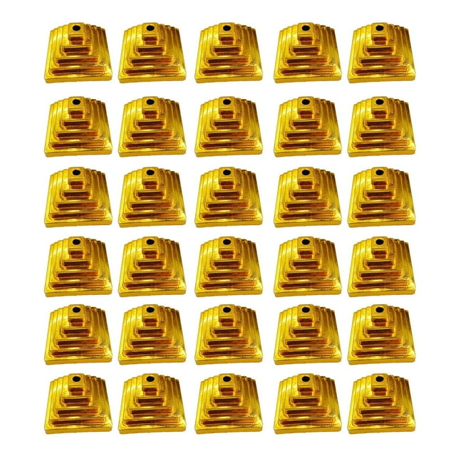PENGXIANG 30 Pcs Flagpole Bases Smooth Square Shape Laddered Electroplated Lightweight Office Desk Decoration Golden Color Small Flag Display Stands Office Supplies One Size