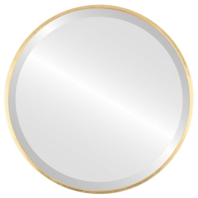 Miroir Rond Encadré Singapore - Feuille d'Or - 25 Pouces x 25 Pouces