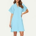thumbnail image 6 of Ashirexll Womens Summer Dresses, Casual Dresses for Women, Solid Color Short Sleeve V-Neck Light Mature Loose Dress, 6 of 7