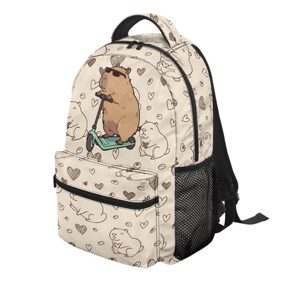 Jeiento Kids School Backpack, Water-Resistant Cool Capybara for Elementary School Kids Boys Girls, Cute Capybara Print 16 Inch Casual Daypack for Back to School