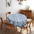thumbnail image 3 of Spring Summer Flower Tablecloth 60 inch Round Table Cloth Blue Floral Table Cloths Summer Tablecloths for Kitchen Dining Decorations Holiday, 3 of 7
