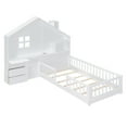 thumbnail image 5 of Harper & Bright Designs Twin Size House Bed with Storage Shelves for Boys Girls, Wood Twin Platform Bed with USB Port Sockets Window and Drawers, White, 5 of 12