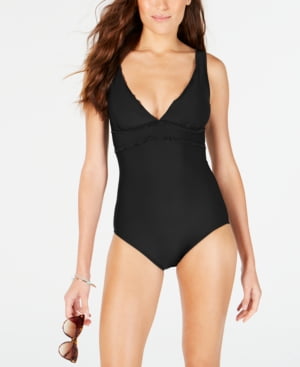 Dkny Black Scalloped One Piece Swimsuit Us 16 Walmart Com