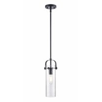 Innovations Lighting  Pilaster II Cylinder - 1 Light 12" Stem Hung Pendant Seedy/Matte Black