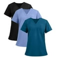 thumbnail image 2 of 3 Pack Dark Blue Scrub Tops for Women Soft Stretch V-Neck Medical Scrub Top with Pockets XL, 2 of 7