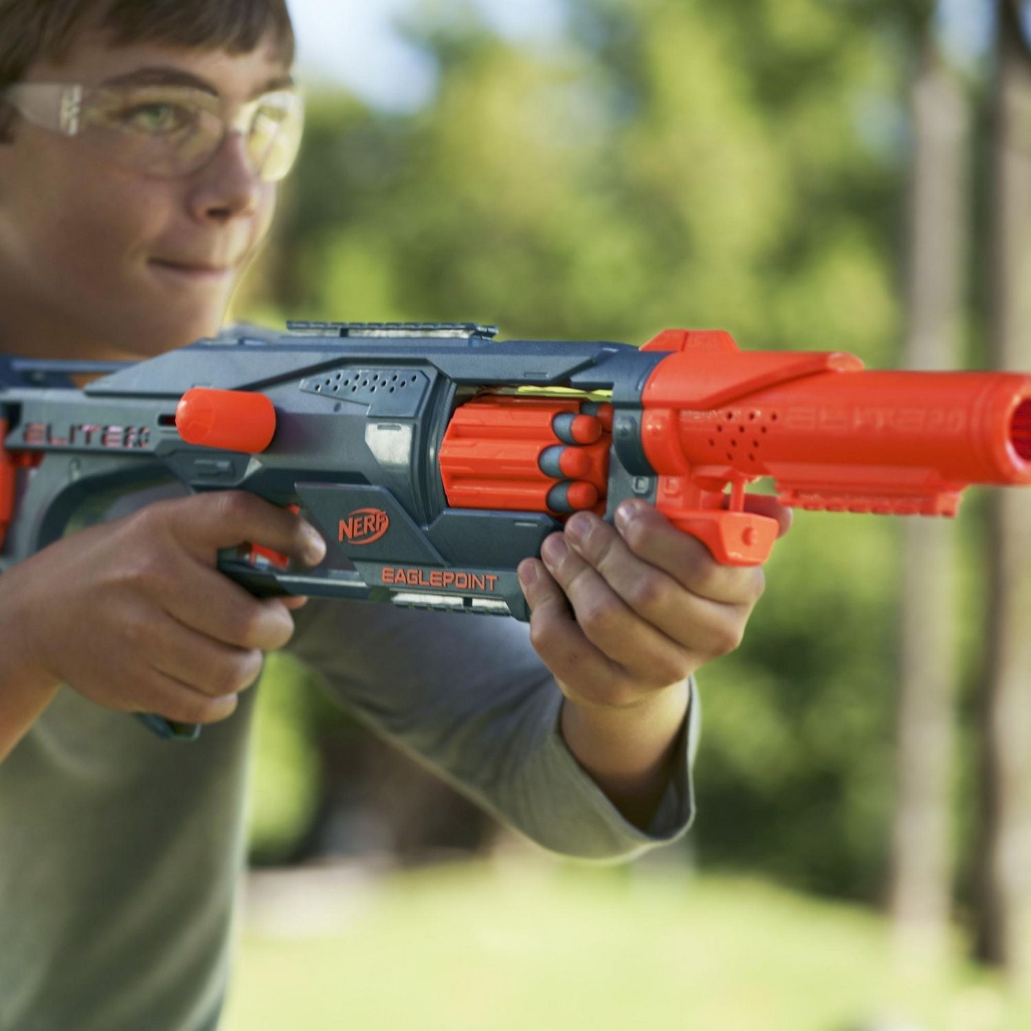 Nerf Elite 2.0, blaster à fléchettes Eaglepoint RD-8, barillet 8 fléchettes, viseur et canon Nerf, 16 fléchettes Elite, jouets d'extérieur