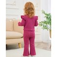 thumbnail image 5 of 18 Months Baby Girls Clothes 24 Months Girls 2PCS Fall Winter Outfits Set Cute Bowknot Toddler Girls Long Sleeve Top Pants Set Rose Red, 5 of 8