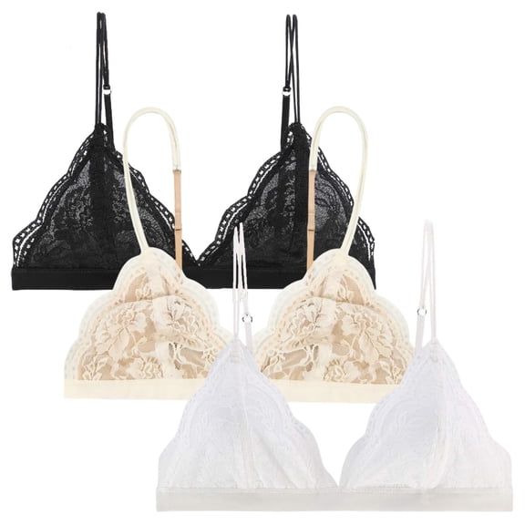 Afdoent Bras for Women 3 Pack Lace Full Coverage Wireless Bra for Small Lightweight Bras for Everyday Comfort
