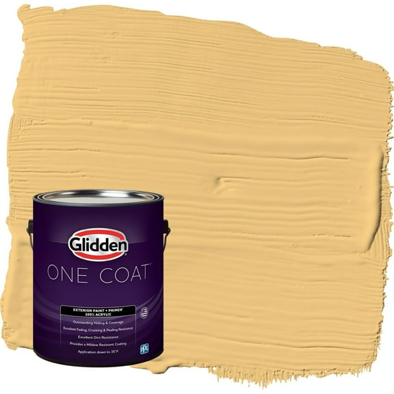 Glidden One Coat Gold Buff / Yellow Flat Exterior Paint with Primer, 1 Gallon