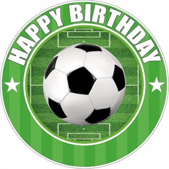 Soccer Edible Cake Topper Icing Image fits 8 inch round or larger cake