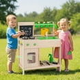thumbnail image 2 of Gymax Kids Mud Kitchen Play Pretend Kitchen w/ Chalkboard Stoves Faucet Sink, 2 of 10
