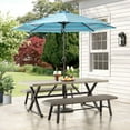 thumbnail image 2 of Ulax Furniture 3 Pieces Patio Dining Set Outdoor Rectangular Dining Table and Wicker Outdoor Bench, 2 of 9