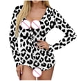 thumbnail image 5 of Brilliant Sleepwear for Women Plus Size Women’s Valentine's Day Not Positioned Print V-Neck Long Sleeve Sexy Bodysuit Sexy Lingerie Pajamas Romper clearance clothes under $10.00, 5 of 6