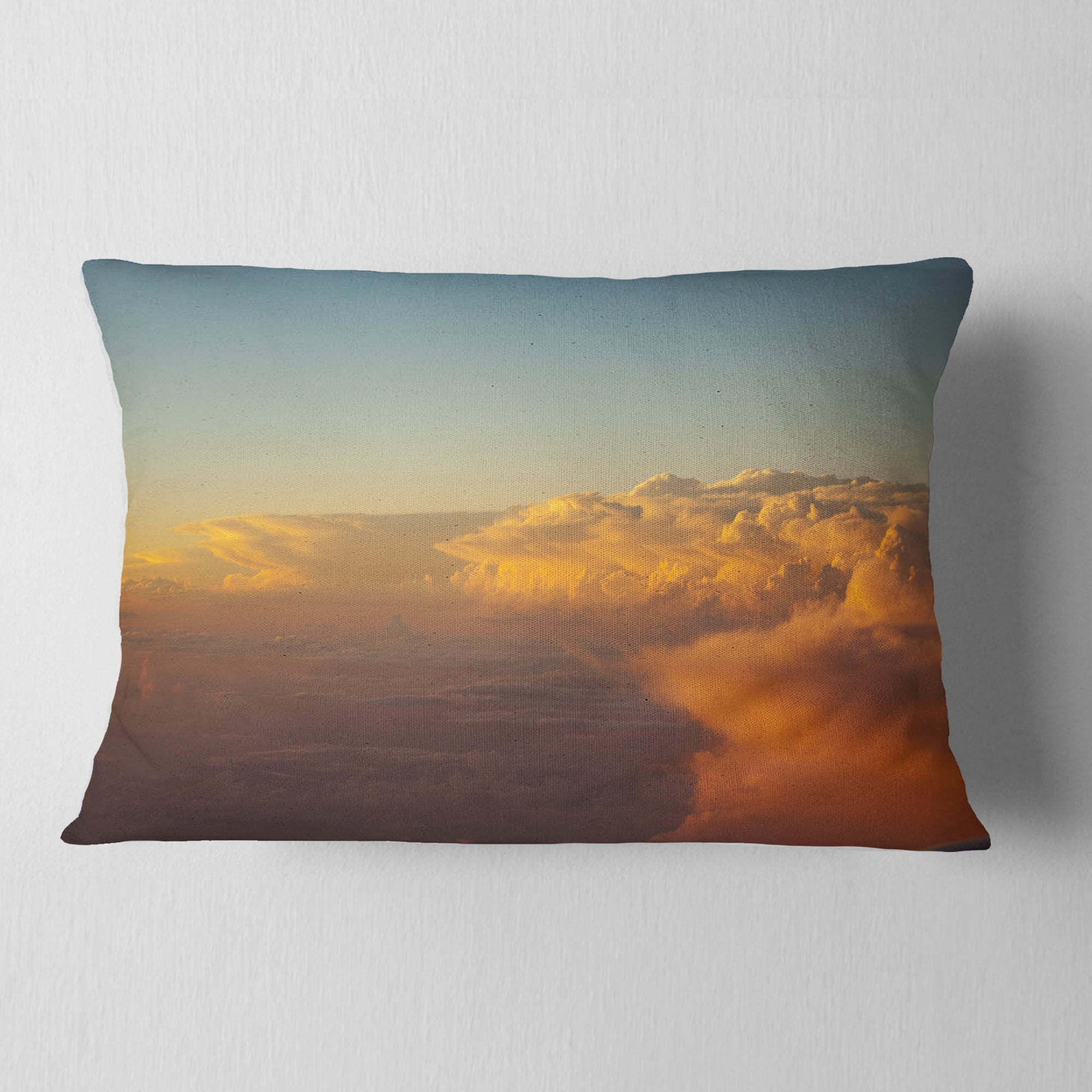 Designart 12" x 20" Blue Polyester Throw Pillow