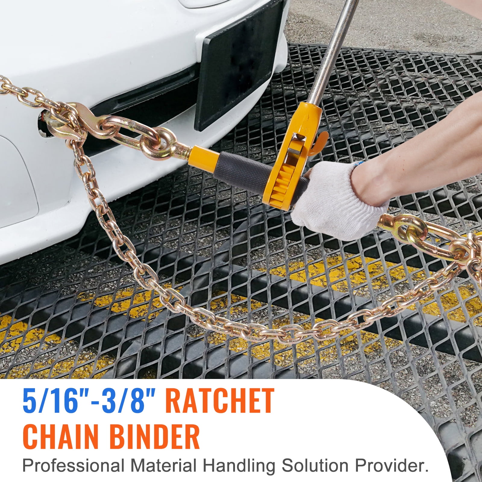 KFFKFF Chain Tightener, 5/16"-3/8" Robust Load Securing Binders, Equipped with G80 Chains for 7100 lbs Maximum Load, Ergonomic Anti-slip Handle, 2pcs