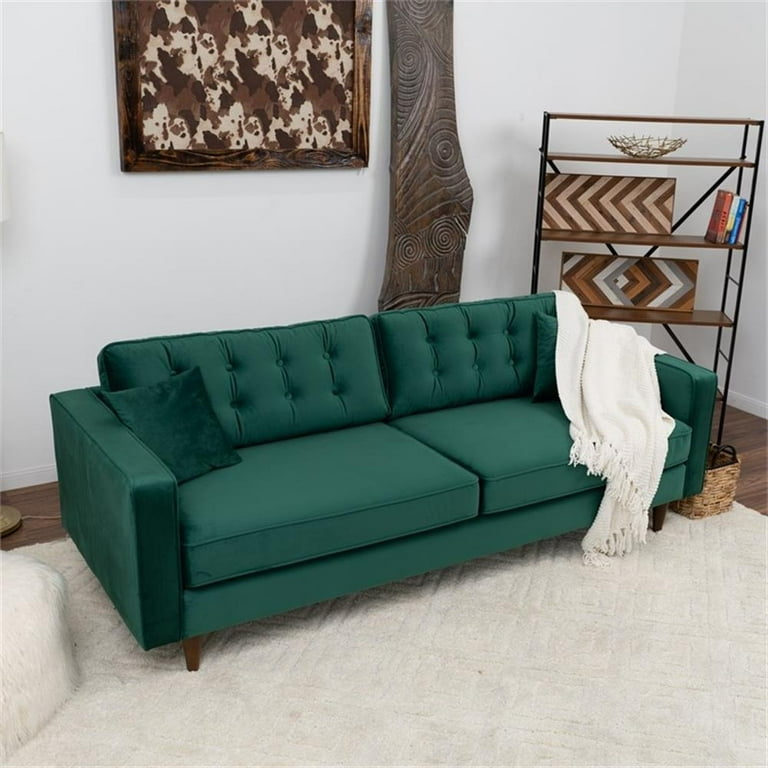 Ophelia Mid Century Modern Furniture Style Green Velvet Living