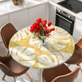 thumbnail image 2 of Yellow Monstera Deliciosa Round Tablecloth 45-54 Inch Round Fitted Table Cloth with Elastic Edge, Summer Botanical Tropical Waterproof Table Cover Protector for Outdoor Picnic Party Dining, 2 of 9