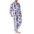 thumbnail image 2 of Fuzoiu Daisies Flowers Print Men's Long-Sleeved Pajama,Lounge Button Down Nightwear,Mens Notch Collar Pajama Set -Medium, 2 of 7