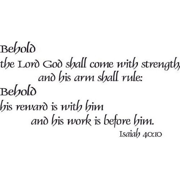 Isaiah 40:10, Bible Verse Vinyl Wall Decal by Scripture Wall Art, 11"x22" Black, Christian