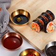 thumbnail image 2 of QUTETN Golden Sauce Dish Appetizer Serving Tray Stainless Steel Sauce Dishes Spice Dish Plates Kitchen Supplies, 2 of 4