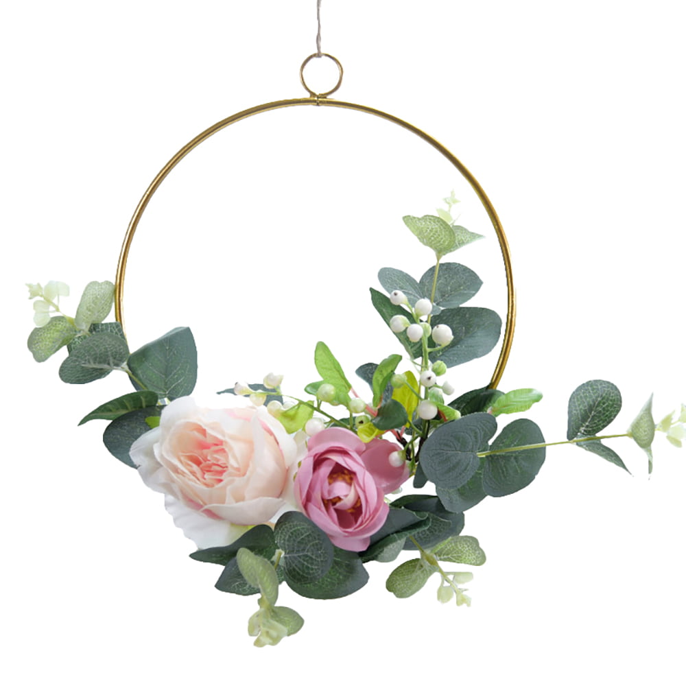 Metal Flower Wreath Ring Floral Hoop Wall Hanging Garland Wedding Party Supplies 