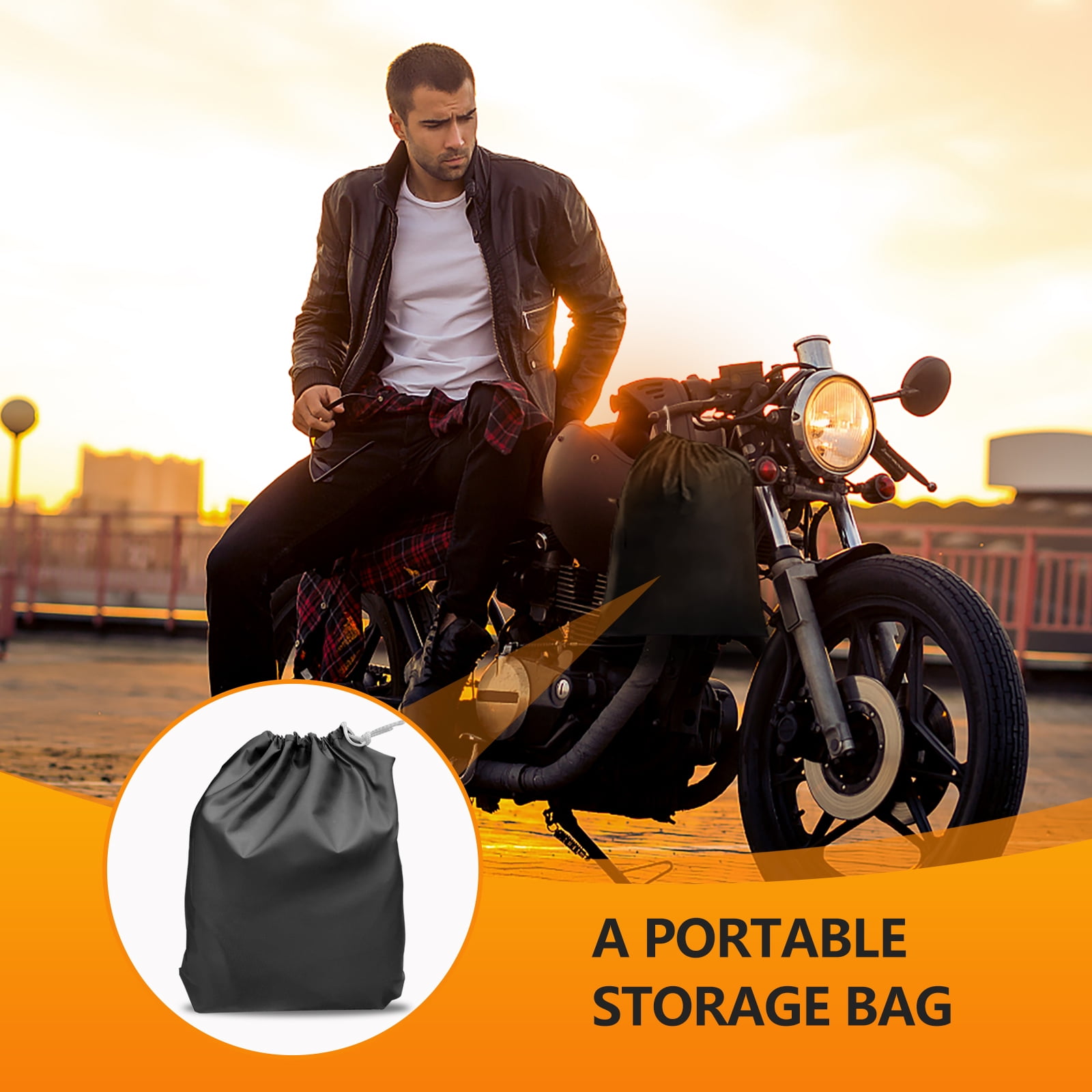 ROMGTNN Universal Motorcycle Cover Waterproof Outdoor Storage All Weather Rain Snow Sun Winter All Season Durable with Lockholes Black Oxford 116" Extra Large Harley Davidson Heavy Duty Touring Cover