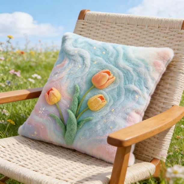 Funda de cojín decorativa de terciopelo artificial con estampado floral de doble cara | Suave detalle floral para el hogar, ideal para sala de estar, cama, sofá o silla.