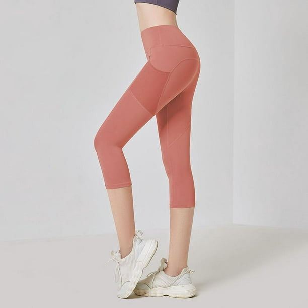 Women High Waist Leggings Solid Color Yoga Pants Skin-Friendly High Elastic  Quick-Drying Sports Tights Side Pocket Running Pants : : Fashion