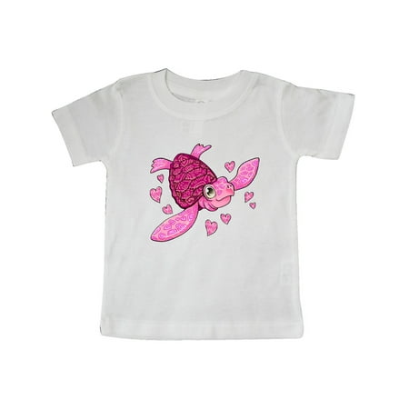 

Inktastic Valentine s Day Cute Pink Sea Turtle with Hearts Gift Baby Boy or Baby Girl T-Shirt