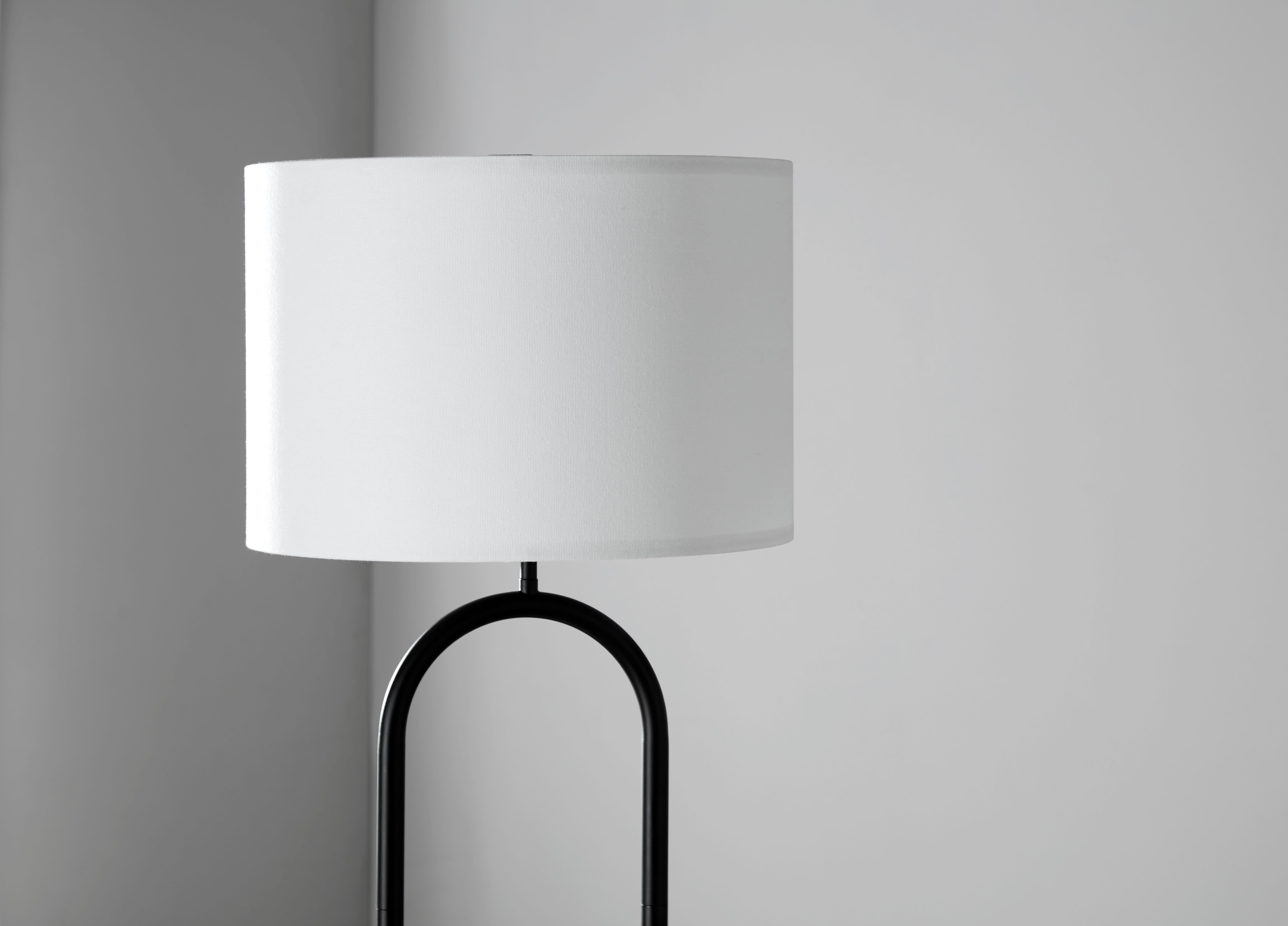 Mainstays 64" Dual Pole Arch Metal Floor Lamp, Black Finish with White Fabric Drum Shade