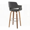 thumbnail image 4 of Mid-Century Modern 30" Barstools in Walnut & Charcoal - Set of 2 with Swivel, 4 of 5