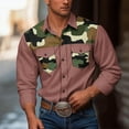thumbnail image 2 of DDAPJ pyju Mens Western Shirts Long Sleeve Cowboy Shirts for Men Casual Button Down Shirts Camo Work Shirt with Pockets Pink S, 2 of 8