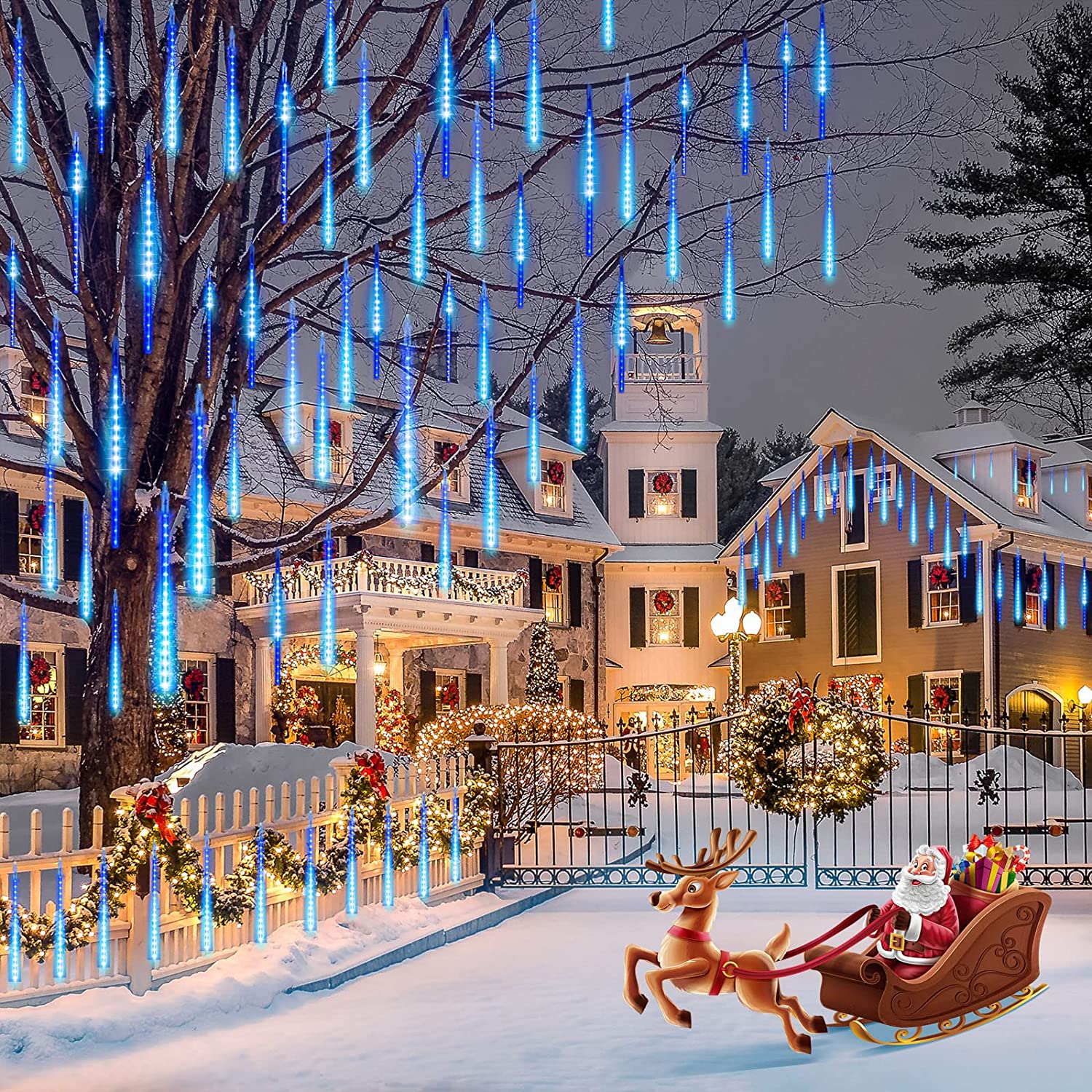 Happylost Meteor Shower Icicle String Lights Blue 288 LED photo 3