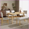 thumbnail image 3 of Indoor Upholstered Tufted Bench with High-Density Foam | Beige+Natural | Rubber Wood, 3 of 12