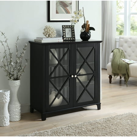 36' High Mobile Storage Cabinet - Linon Rapture Awning Stripe Large Cabinet, Black, 36