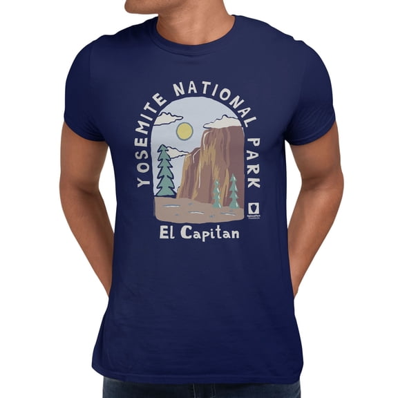 National Park Foundation Yosemite El Capitan Men's T Shirt (Navy, S-XXXL)