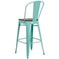 thumbnail image 4 of Flash Furniture 30" High Mint Green Metal Barstool with Back and Wood Seat, 4 of 6