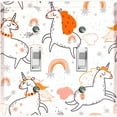 thumbnail image 1 of Metal Light Switch Plate Cover Magical Orange Rainbow Unicorn UNI008, 1 of 13